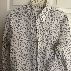 Men's Calvin Klein Geometric Design White & Black L/S Shirt Size L